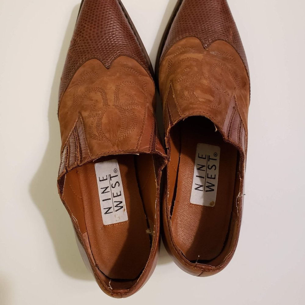 Nine West Brown Western Ankle Boots Size 6.5 - Picture 4 of 6